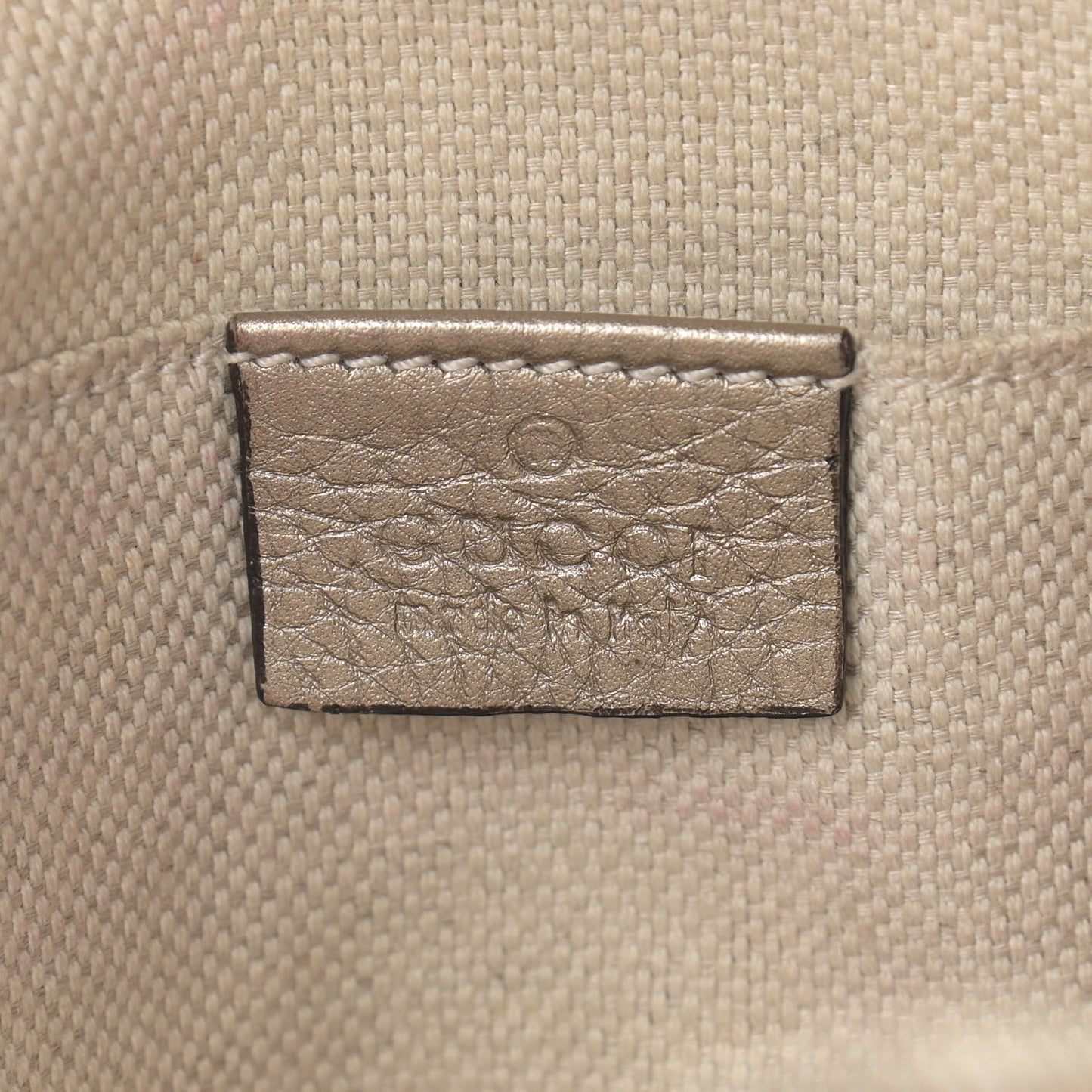 Metallic Pebbled Calfskin Small Soho Disco Bag Golden Beige