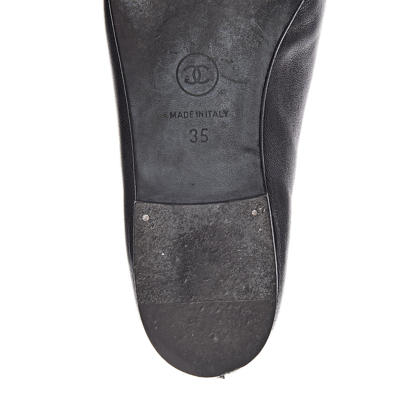 Lambskin Patent CC Cap Toe Ballerina Flats 35 Black
