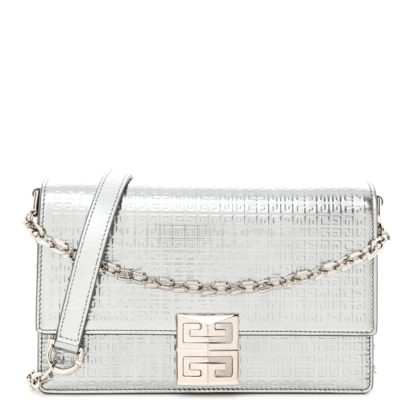 Metallic Calfskin 4G Embossed Small 4G Crossbody Silver