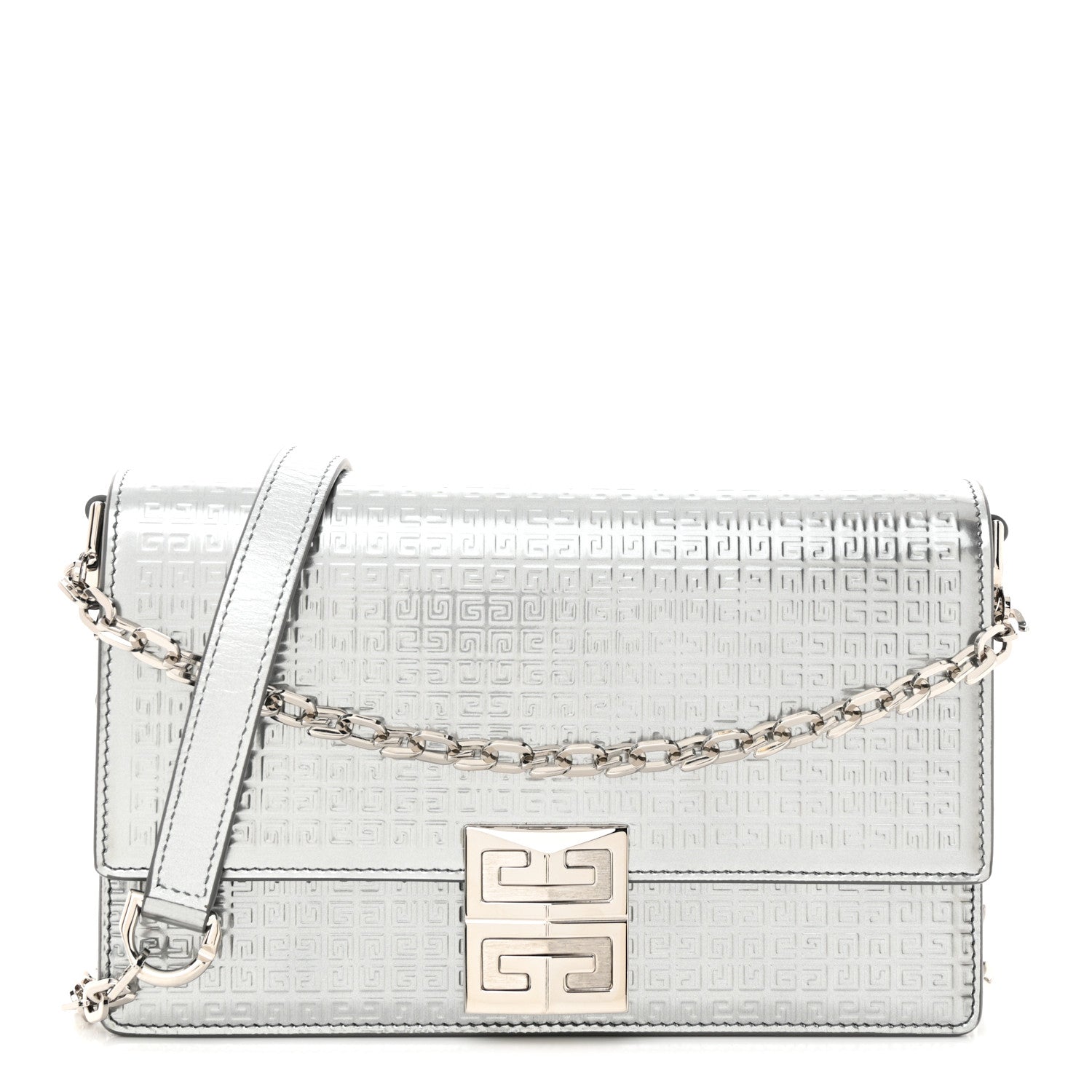 Givenchy Metallic Calfskin 4G Embossed Small 4G Crossbody Silver 1 of 10