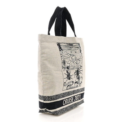 Christian Dior Canvas Print Cruise Tote Black White 3 of 9
