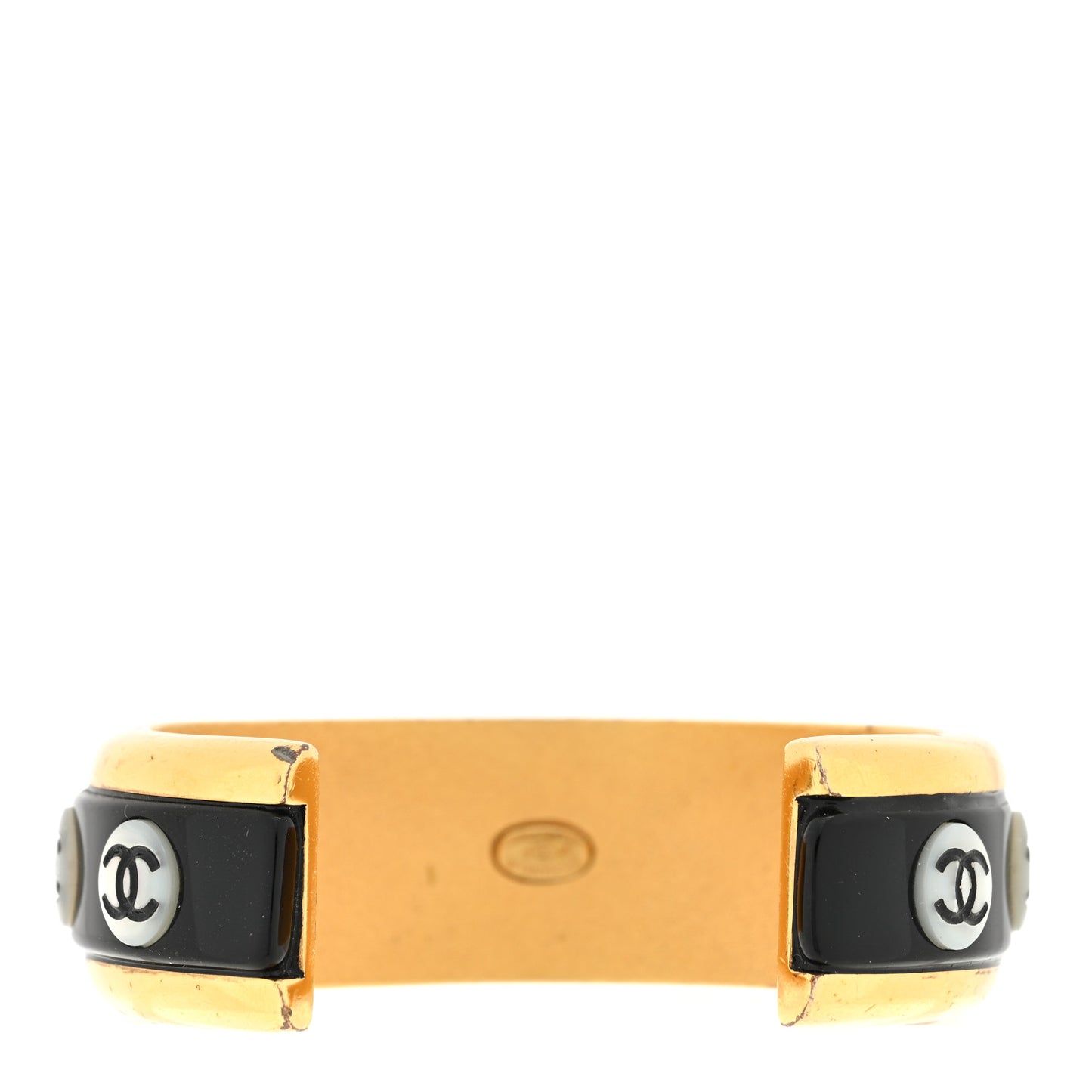 Metal Resin CC Cuff Black White Gold