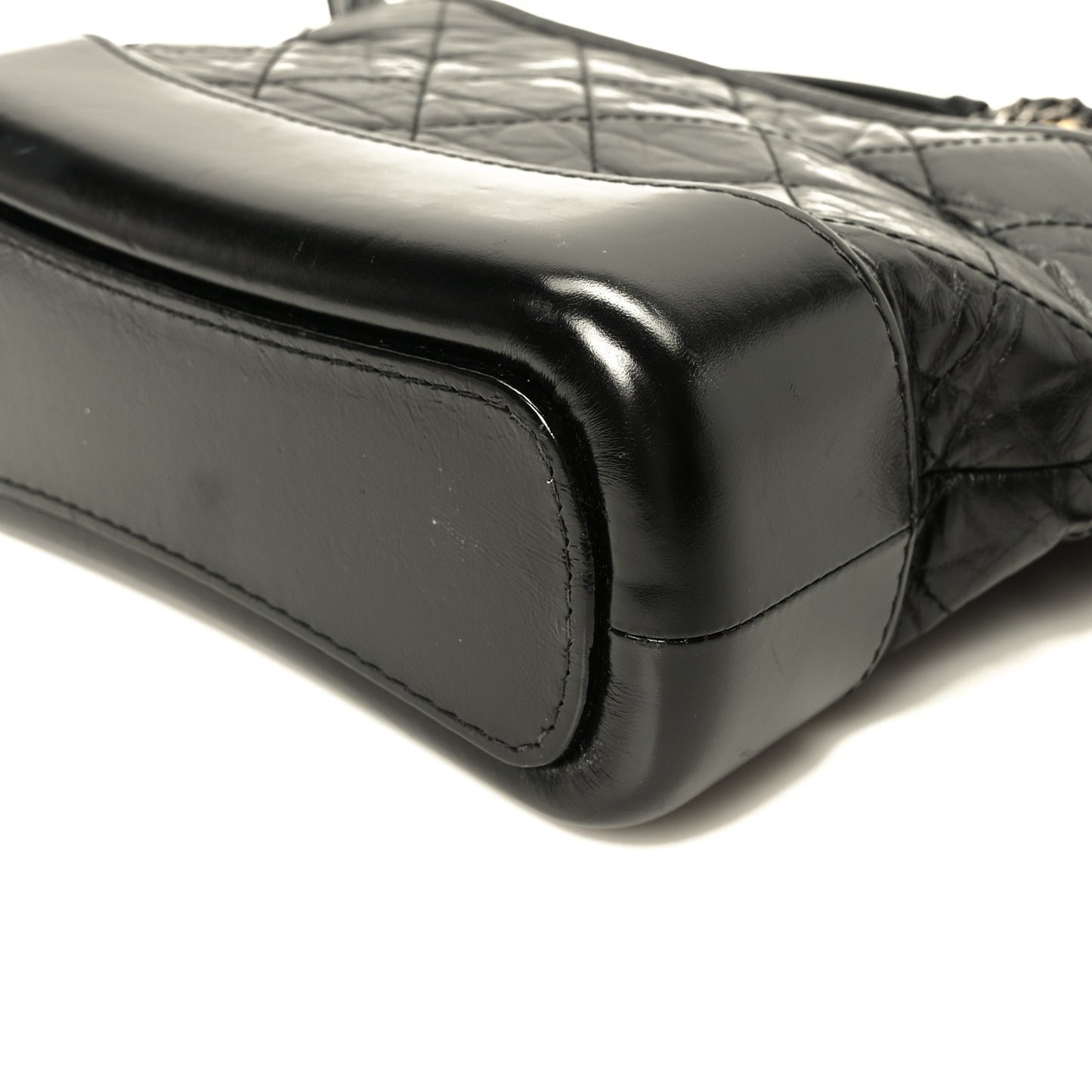 Aged Calfskin Quilted Small Gabrielle Hobo Black