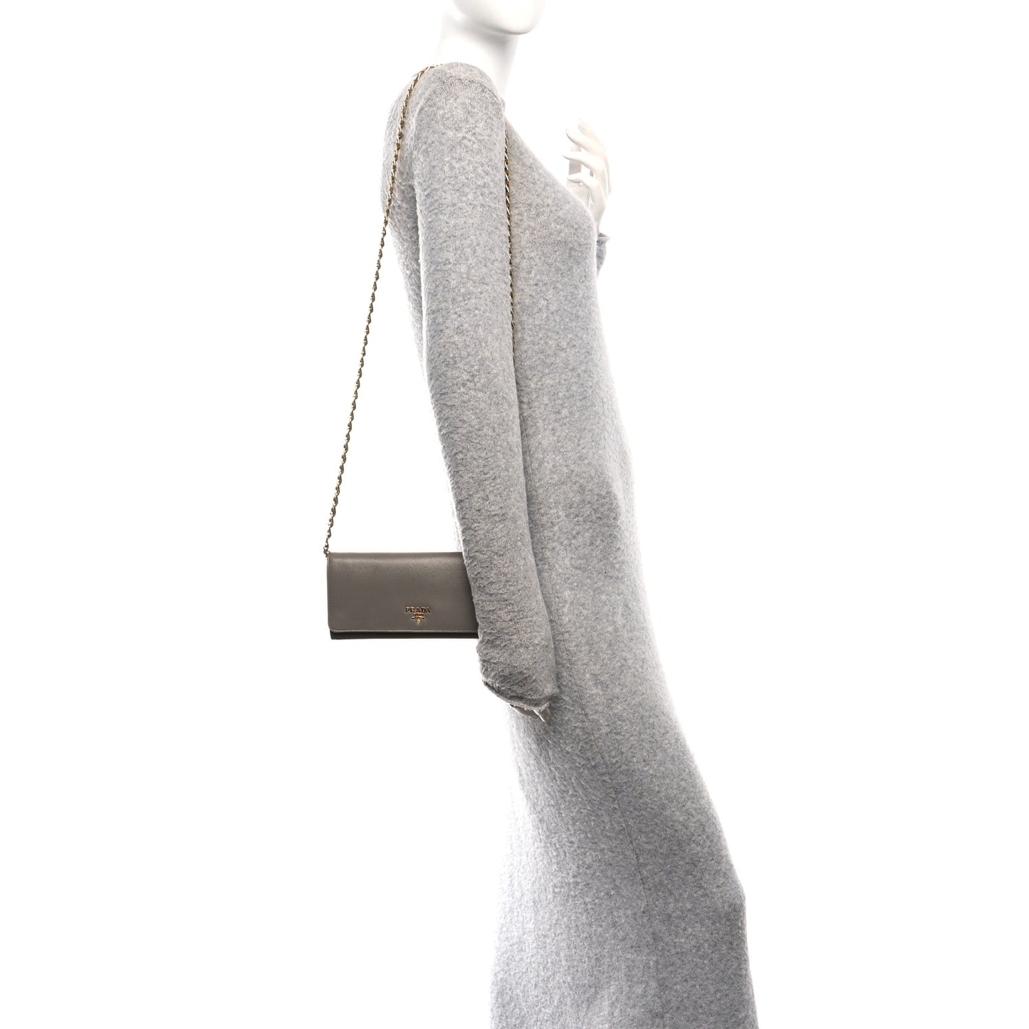 Saffiano Metal Oro Chain Wallet Argilla