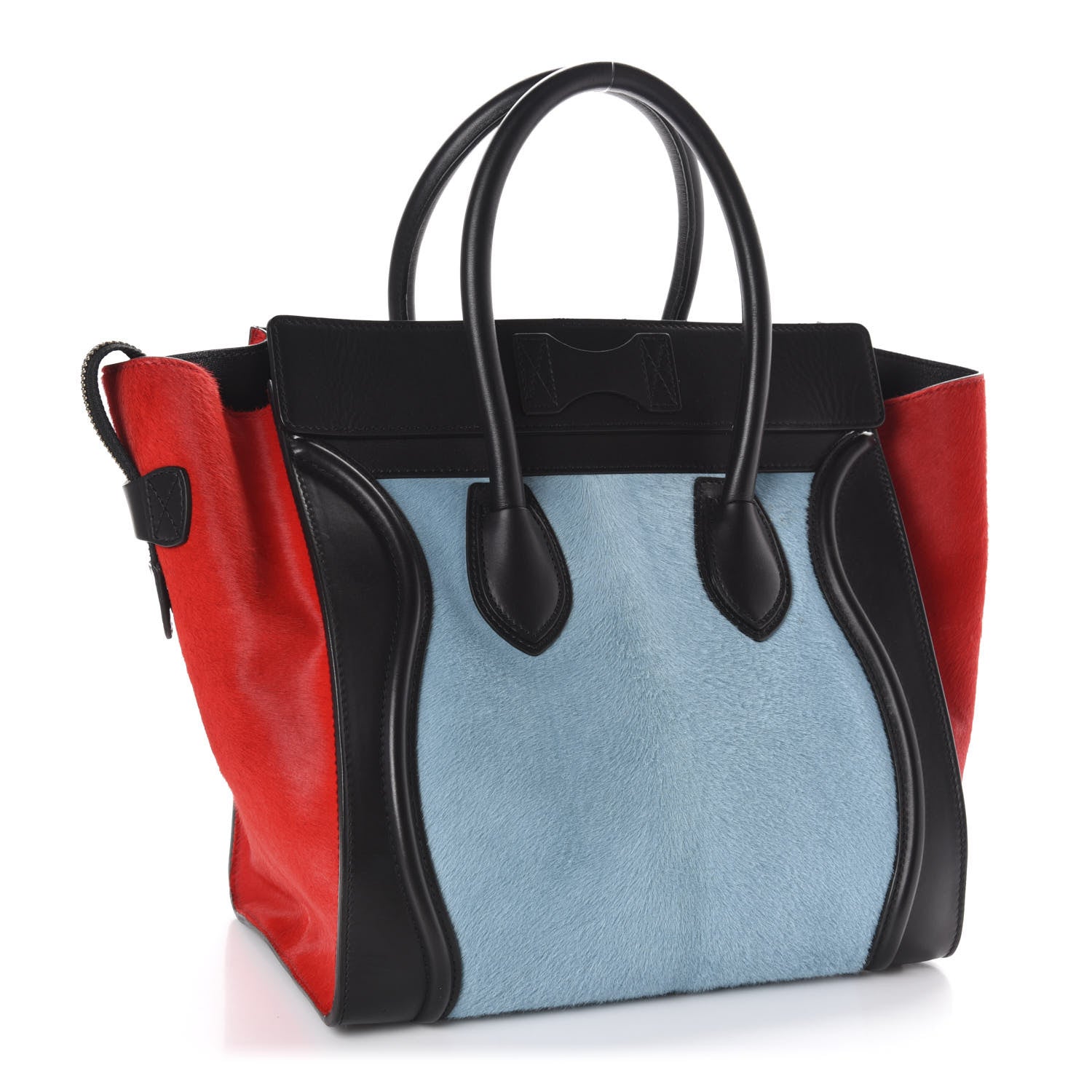 Celine Pony Hair Mini Tri-Color Luggage Glacier Red Black 3 of 18