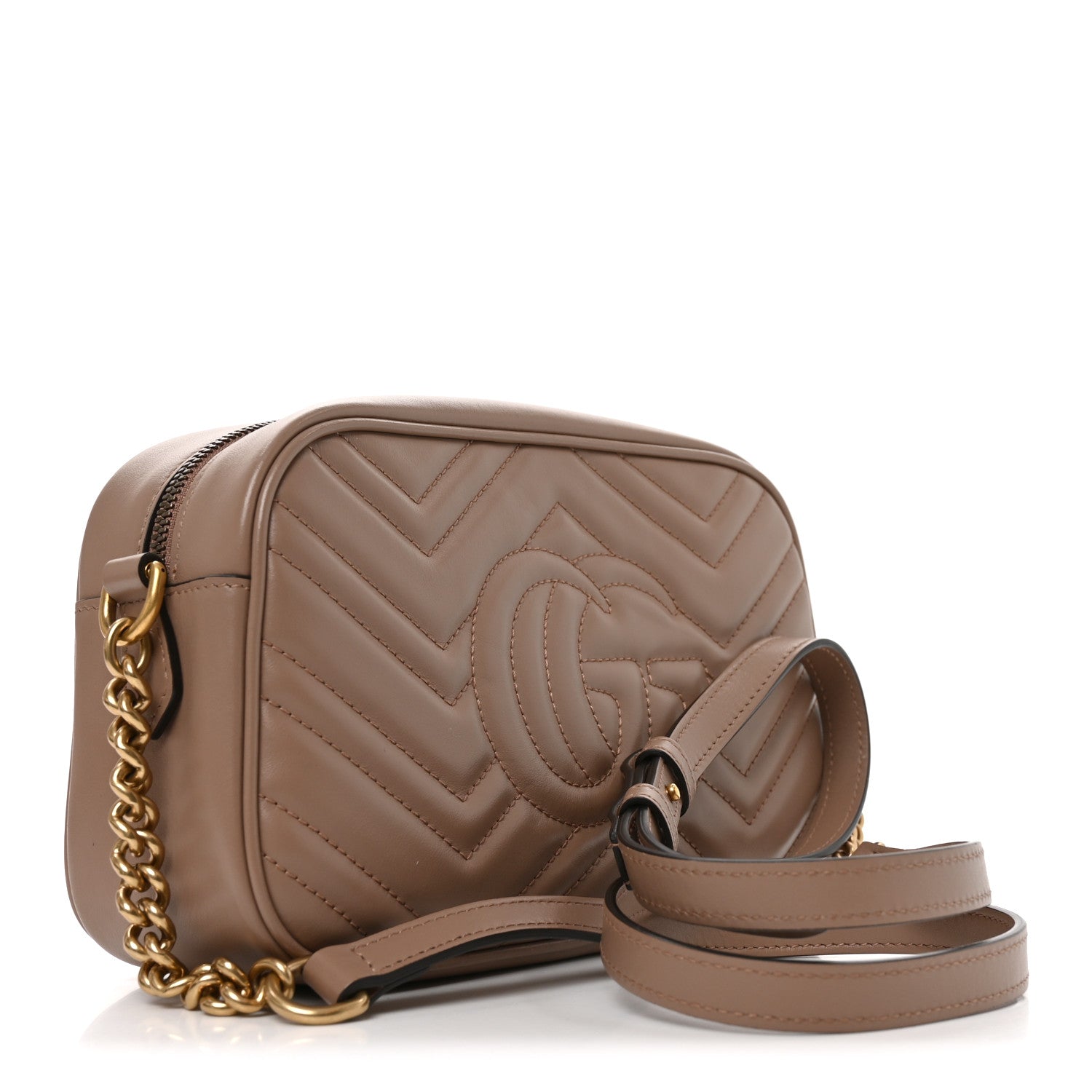 Gucci Calfskin Matelasse Small GG Marmont Chain Shoulder Bag Porcelain Rose 3 of 11