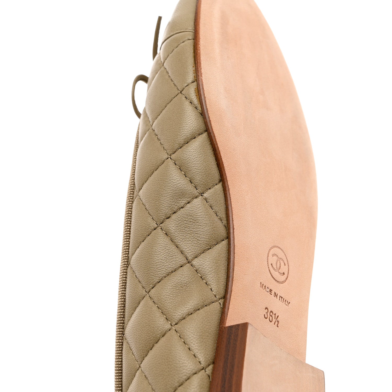 Chanel Lambskin Quilted CC Cap Toe Ballerina Flats 36.5 Beige 9 of 10