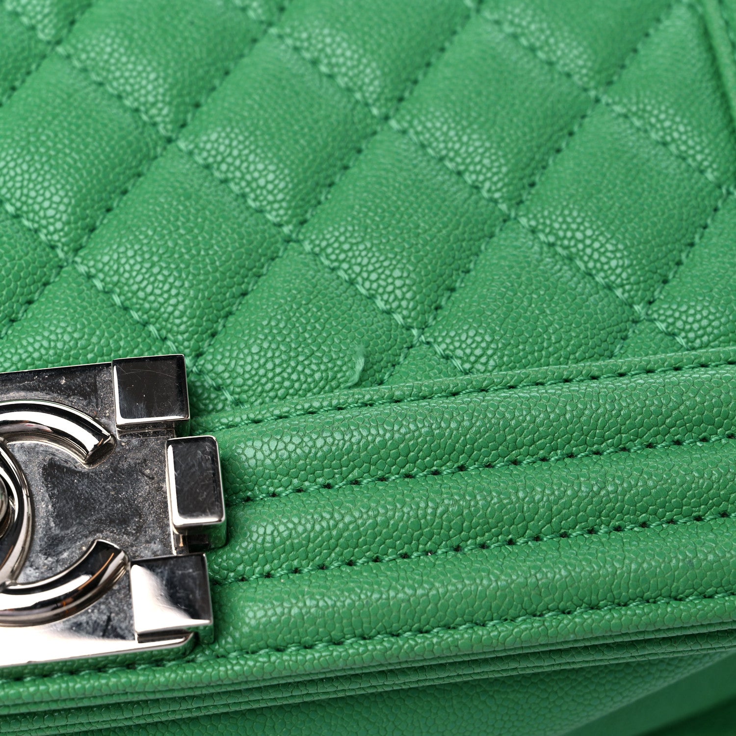 Chanel Caviar Quilted Medium Boy Flap Green 14 of 14