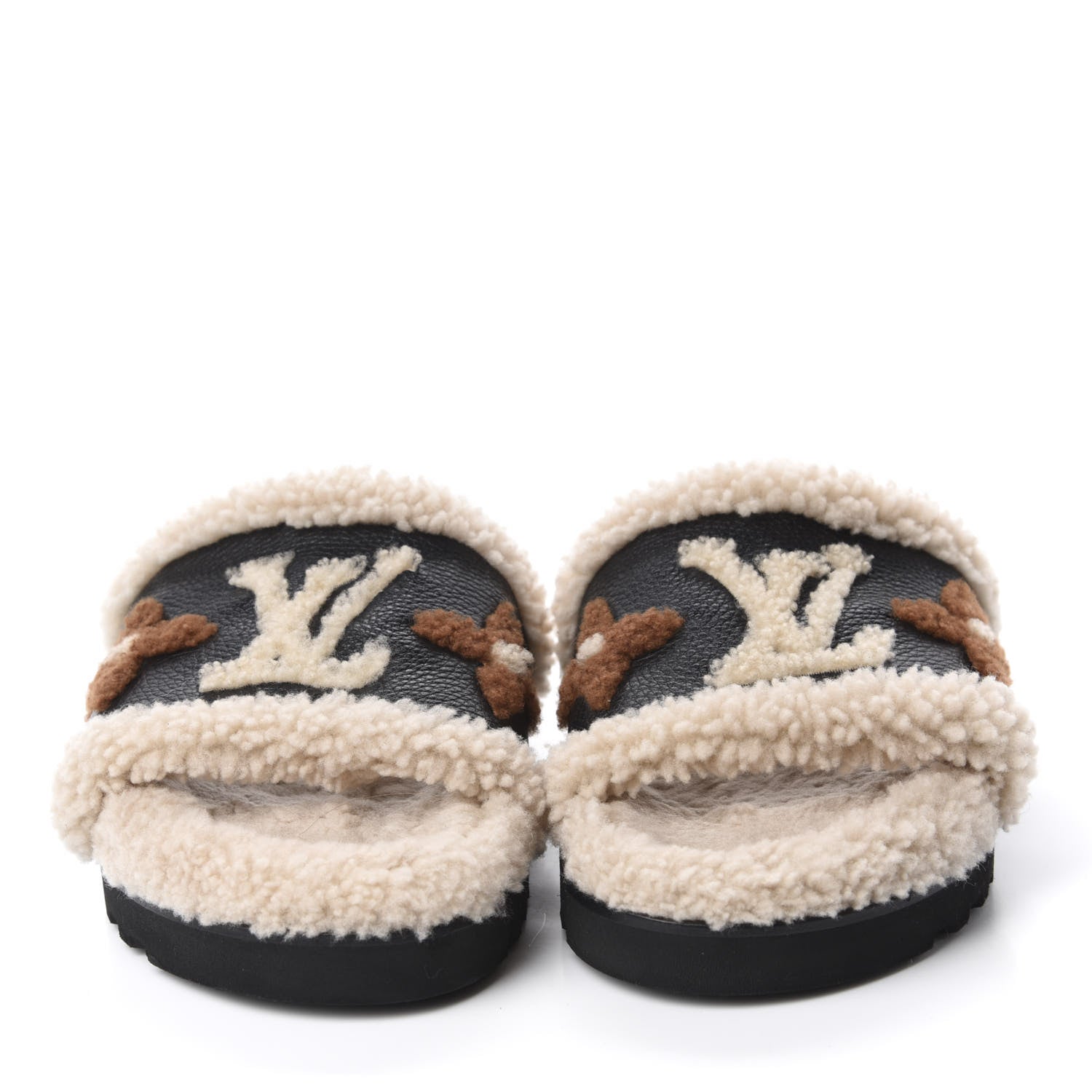 Louis Vuitton Shearling Calfskin Paseo Flat Comfort Mule 37.5 Beige 2 of 8