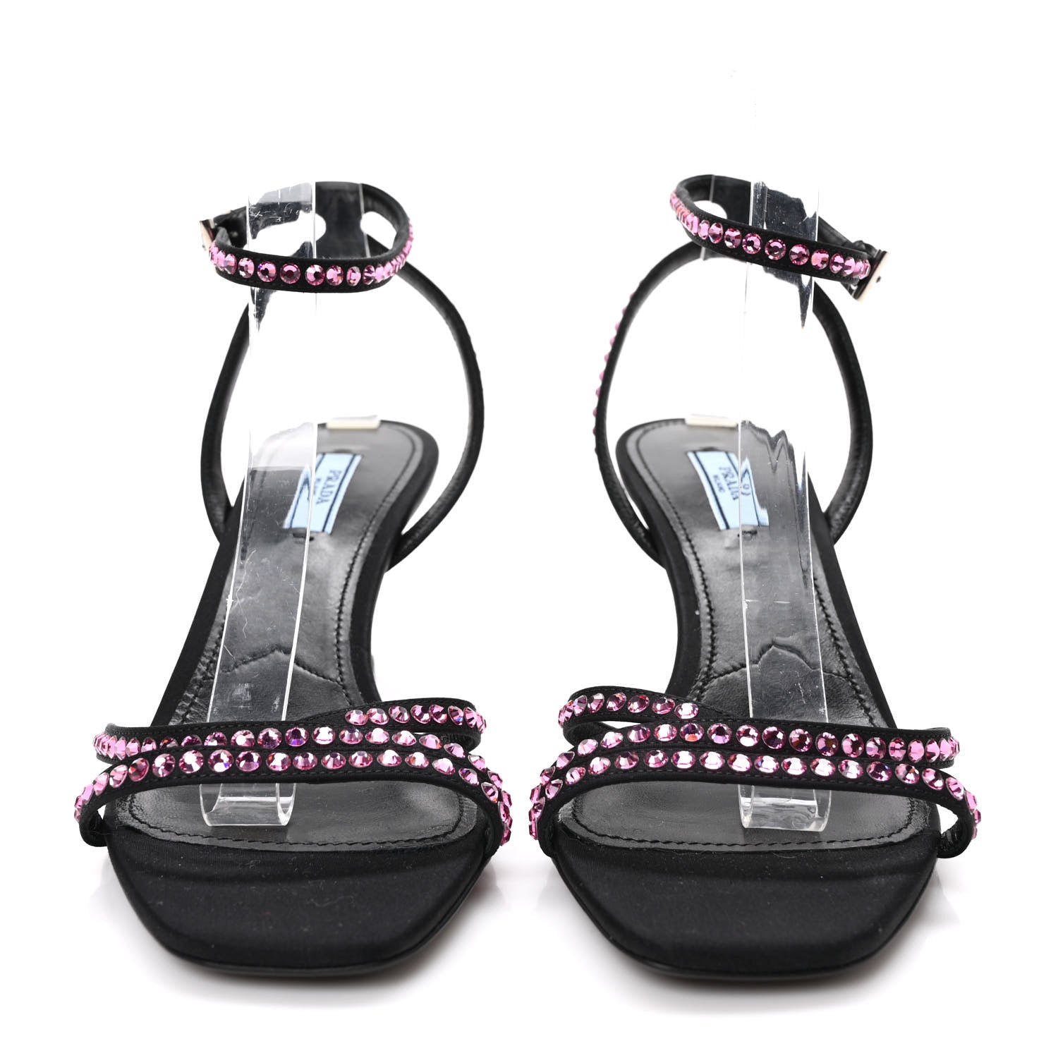 Prada Suede Crystal Ankle Strap 65mm Sandals 40 Rosa 2 of 8