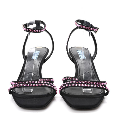 Prada Suede Crystal Ankle Strap 65mm Sandals 40 Rosa 2 of 8