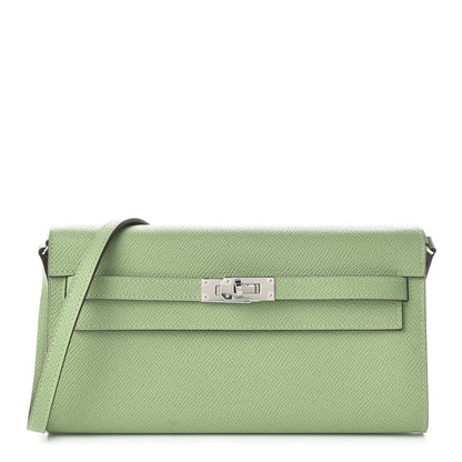 Hermes Epsom Verso Kelly Wallet To Go Vert Criquet Bleu Brume 1 of 10