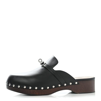 Hermes Calfskin Carlotta Mules 40 Black 1 of 10