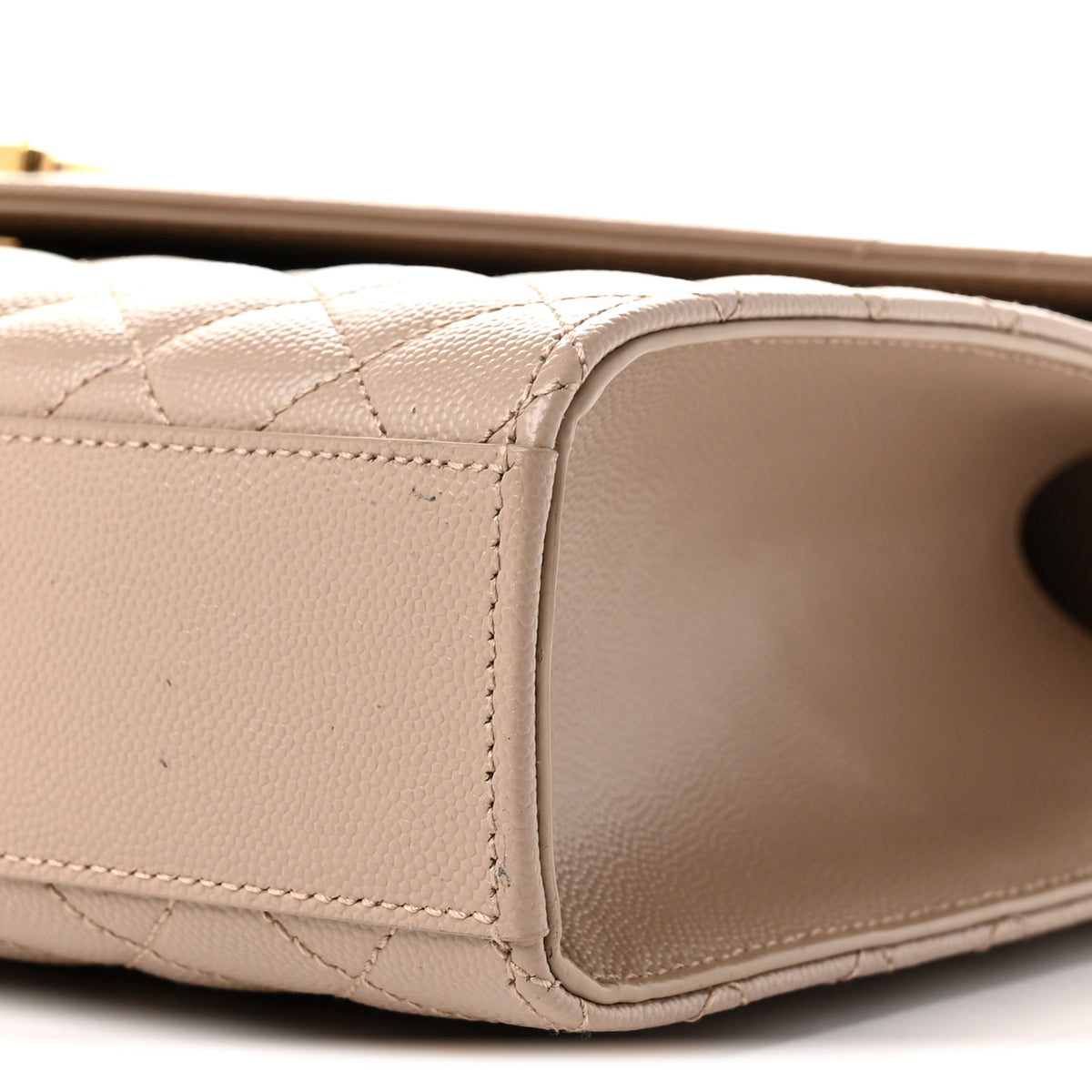 Saint Laurent Grain De Poudre Mixed Matelasse Large Triquilt Monogram Satchel Dark Beige 11 of 11