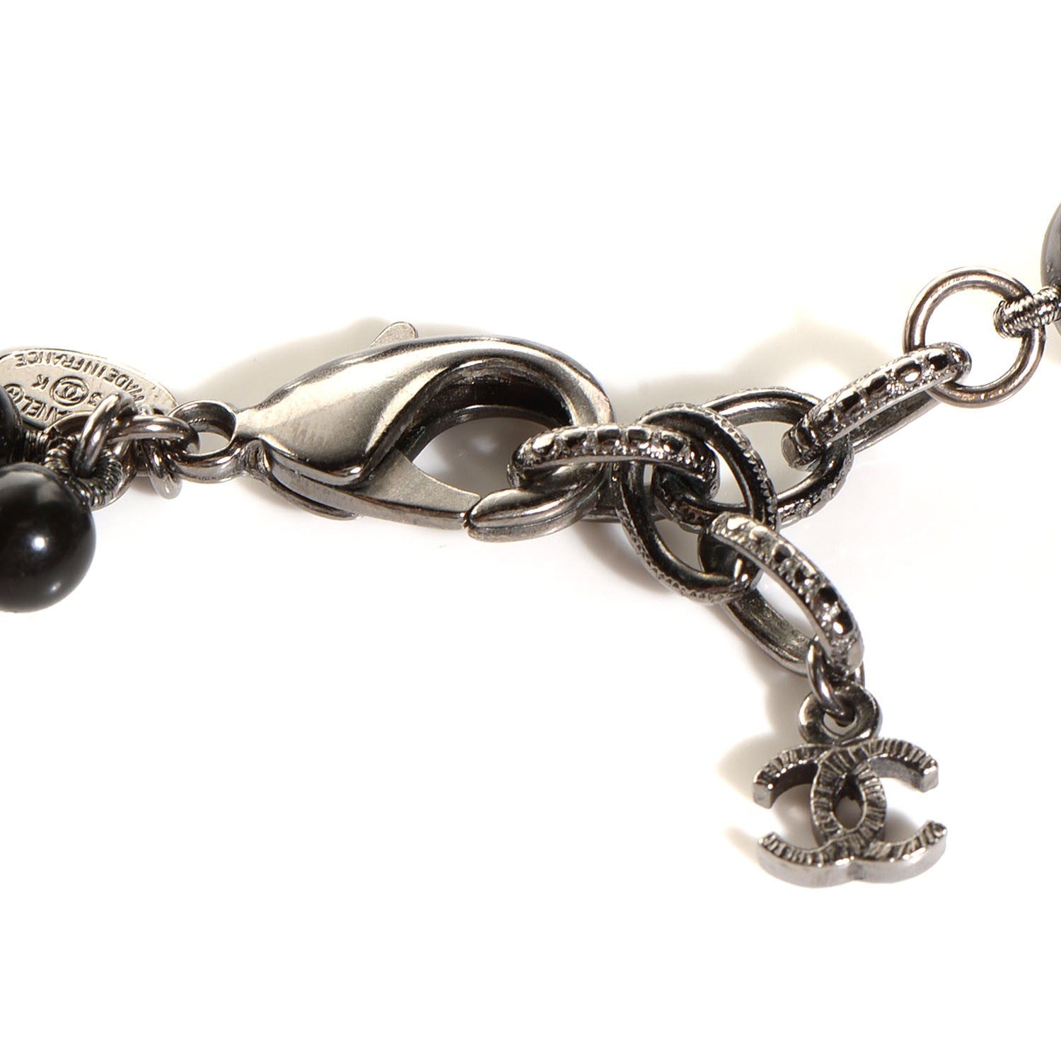 Chanel Glass Bead CC Map Short Necklace Ruthenium Black 4 of 6