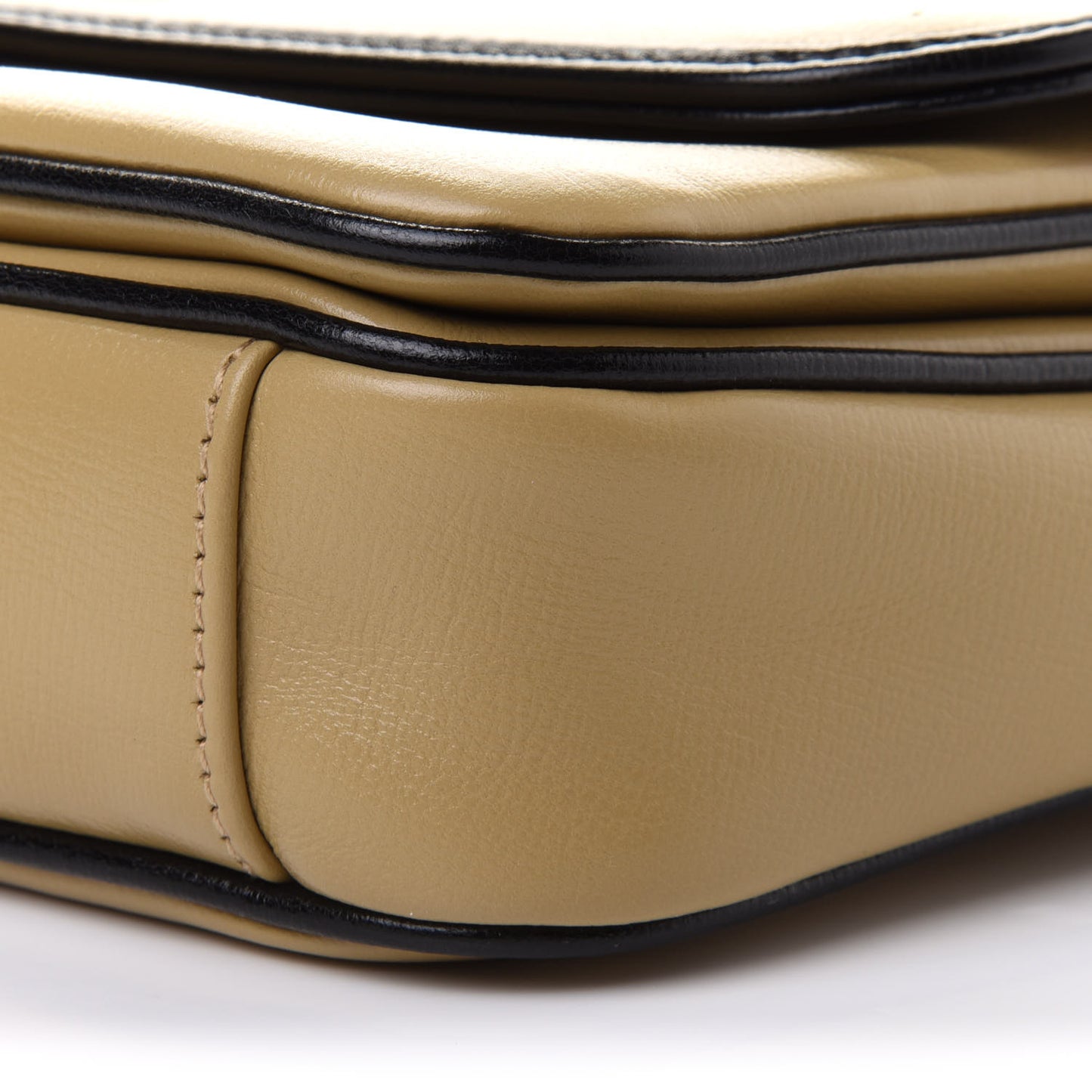 Azalea Calfskin Bi-Color Small Marina Chain Shoulder Bag Beige Black