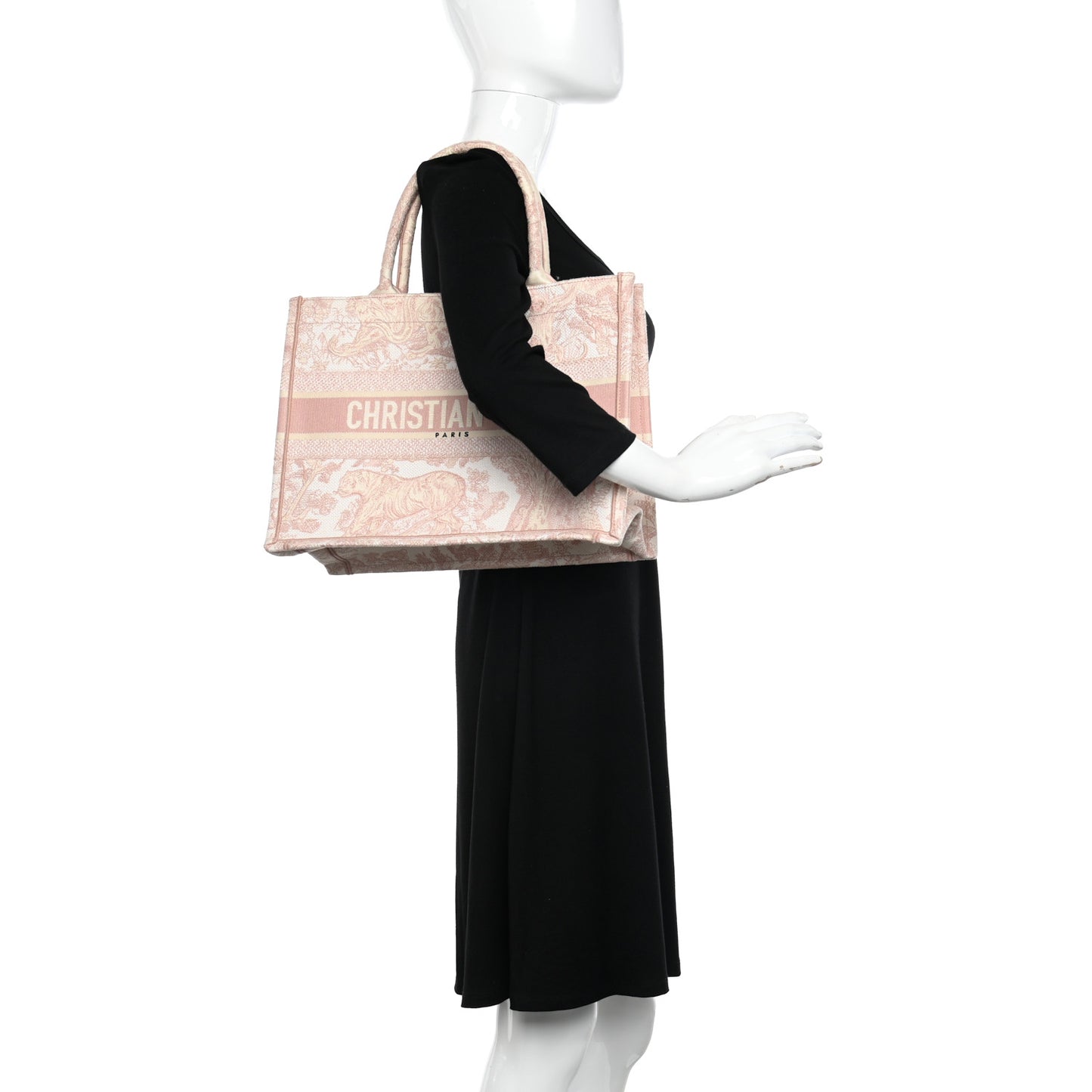 Canvas Embroidered Medium Dioriviera Toile De Jouy Book Tote Rose