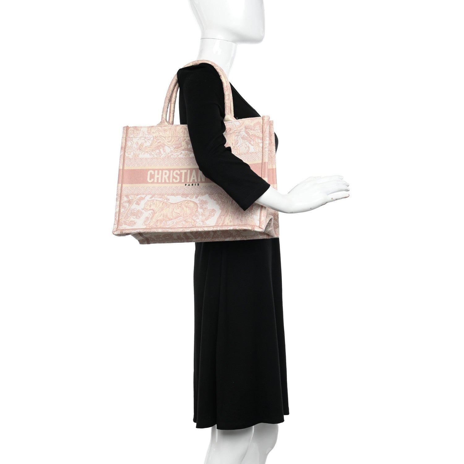 Christian Dior Canvas Embroidered Medium Dioriviera Toile De Jouy Book Tote Rose 2 of 13