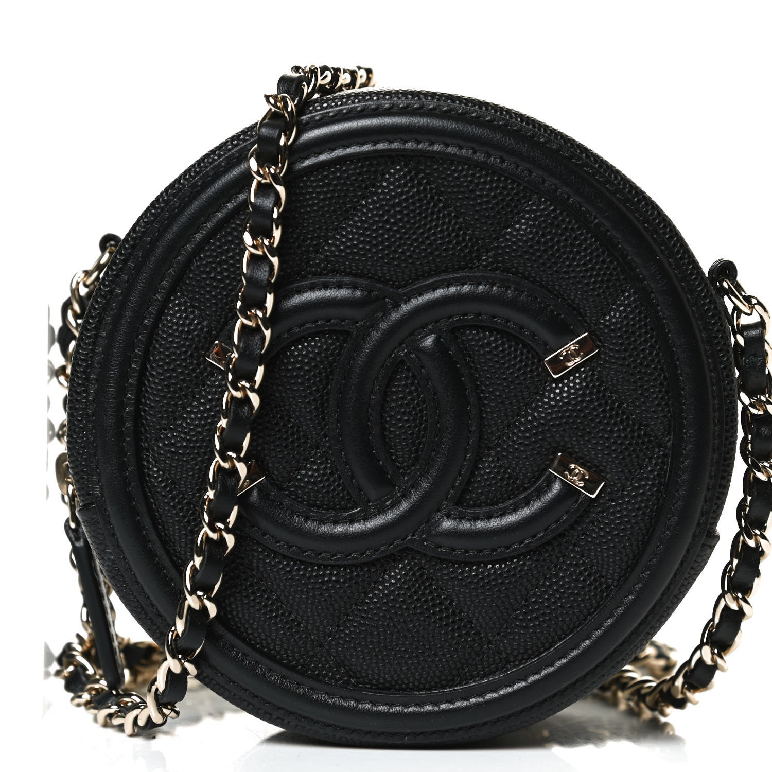 Chanel Caviar Quilted Round Filigree Crossbody Black 8 of 11