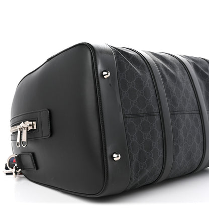 Gucci Soft GG Supreme Calfskin Web Medium Carry On Duffle Bag Black Grey 8 of 18