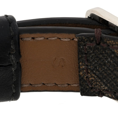 Fendi Glazed Fabric Vitello King FF 1974 Diagonal Bracelet S Tobacco Black 5 of 6