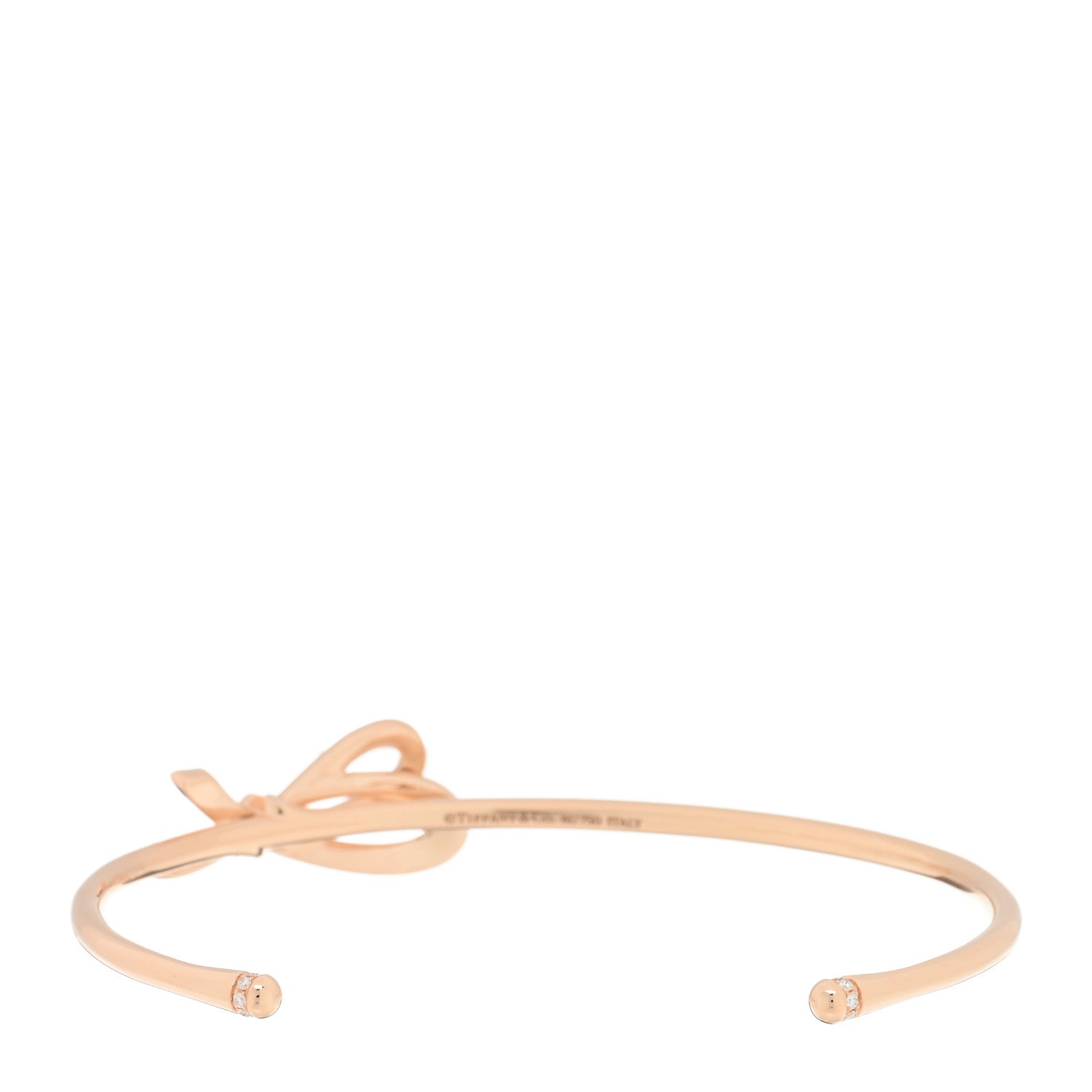 Tiffany 18K Rose Gold Diamond Bow Cuff Bracelet 2 of 3