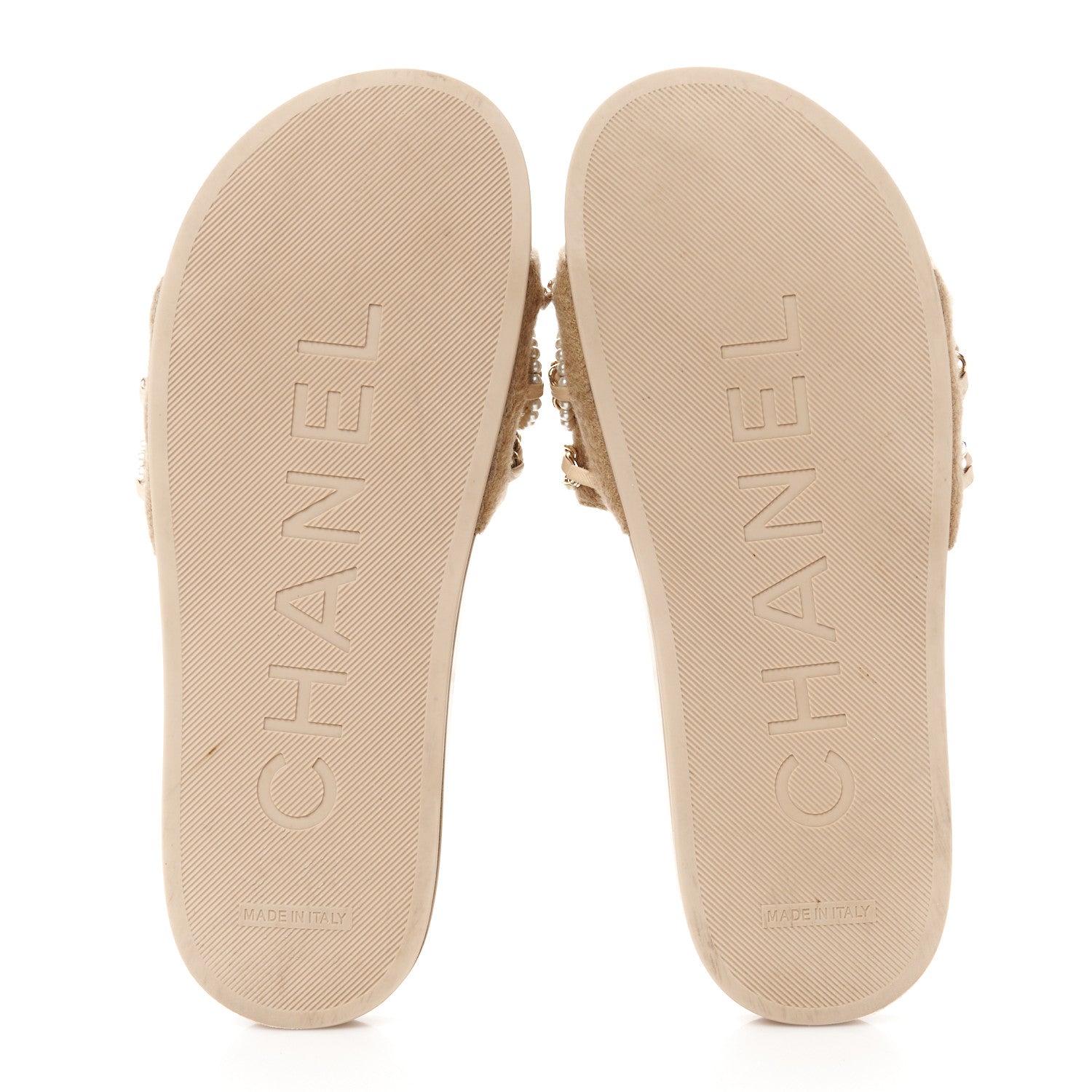 Chanel Canvas Chain Flat Sandals 38 Beige 5 of 8