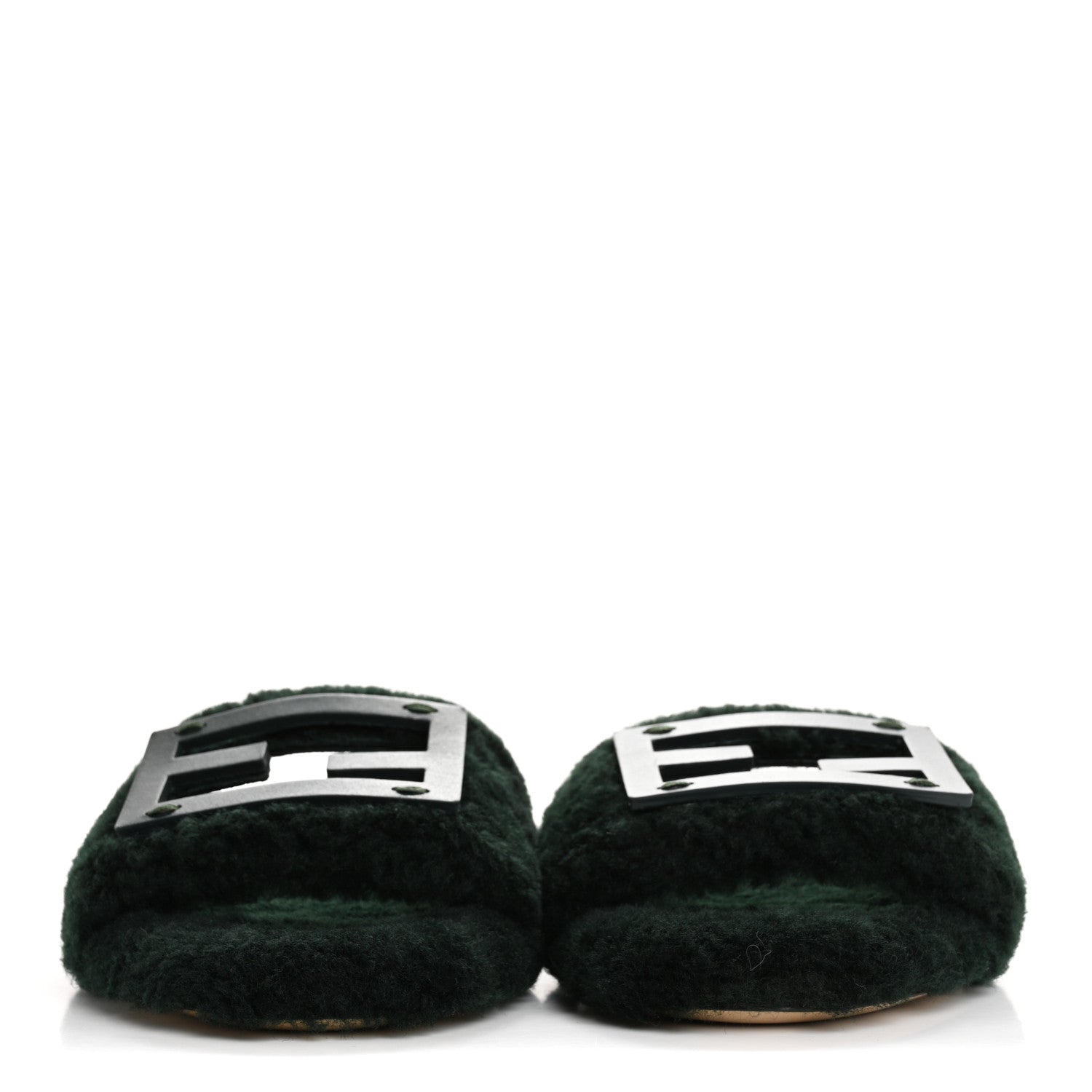 Fendi Shearling FF Baguette Slide Sandals 37 Salvia 3 of 8