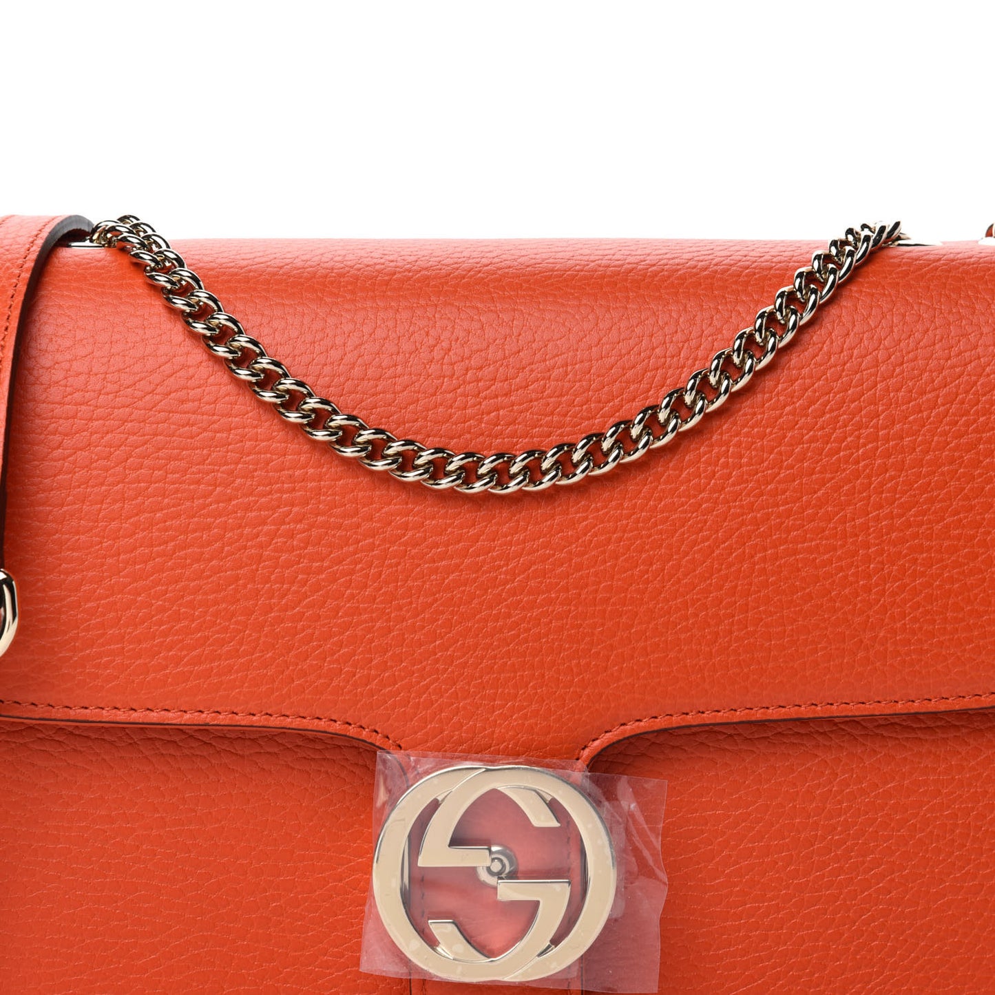 Dollar Calfskin Interlocking G Shoulder Bag Sun Orange