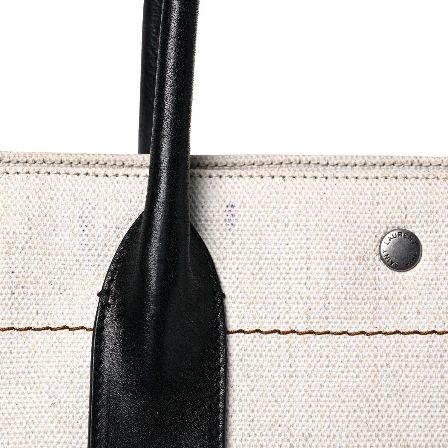 Saint Laurent Linen Calfskin Rive Gauche Tote Optic White 13 of 15