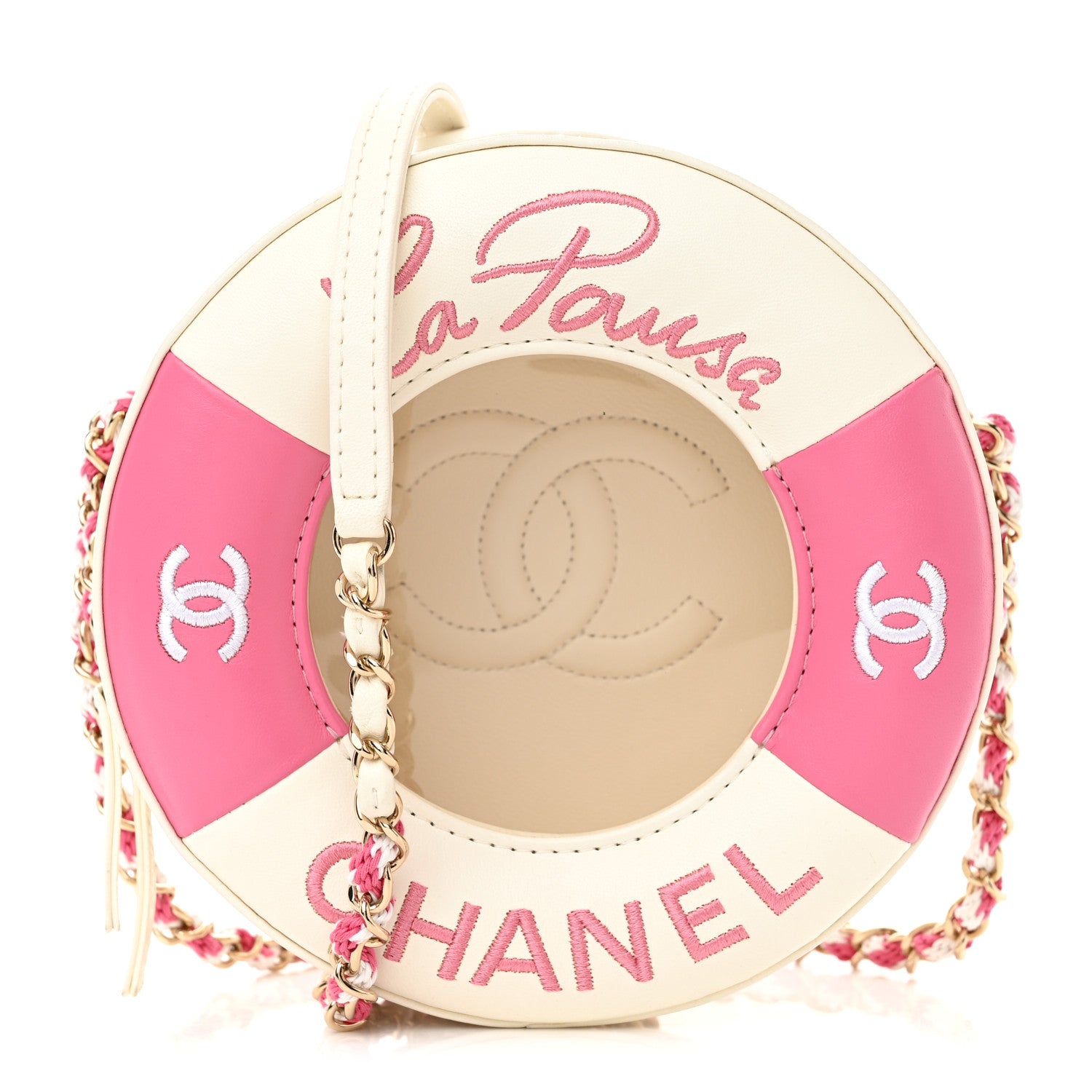 Chanel Lambskin Coco Lifesaver Round Bag Pink White 1 of 10