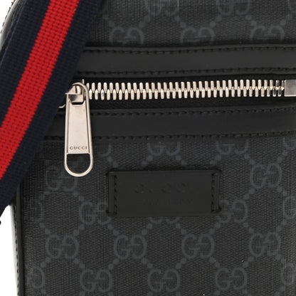 Gucci GG Supreme Monogram Appia Calfskin Web Small Camera Messenger Bag Black Grey 8 of 10