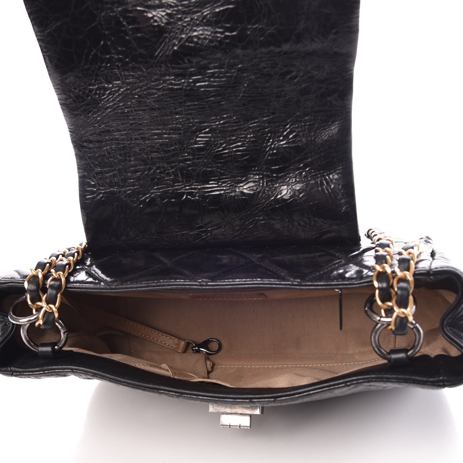 Chanel Glazed Crinkled Calfskin Medium East West Flap Black 5 of 10