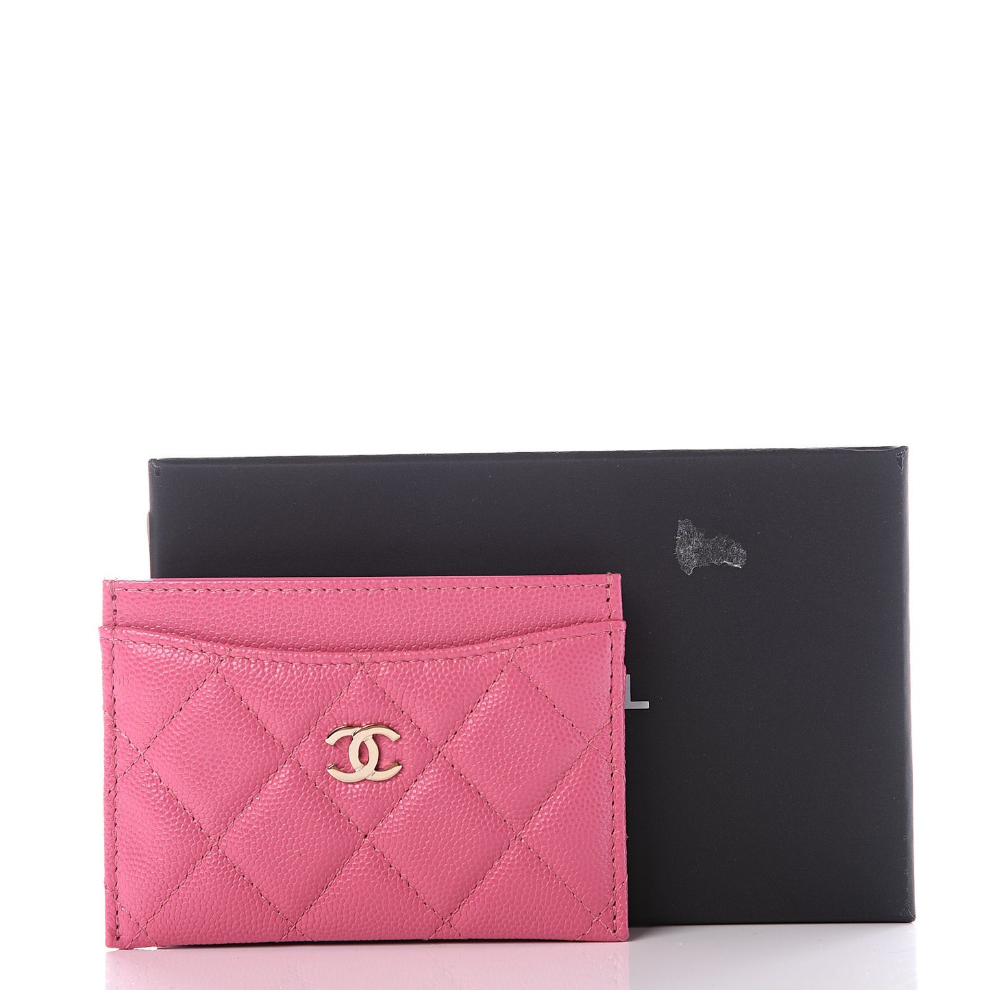 Caviar Quilted Card Holder Pink