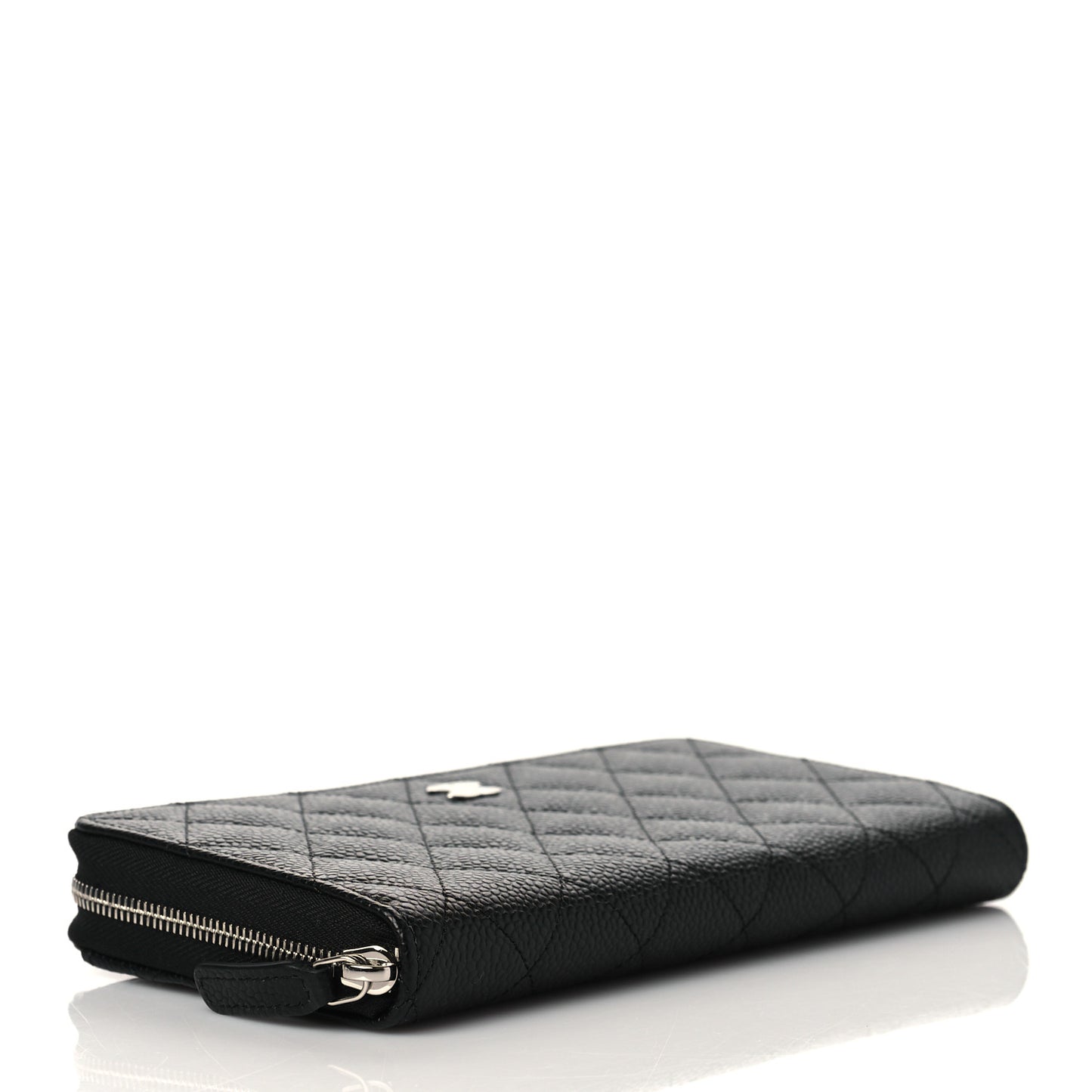 Caviar Quilted Large Gusset Zip Around Wallet Black