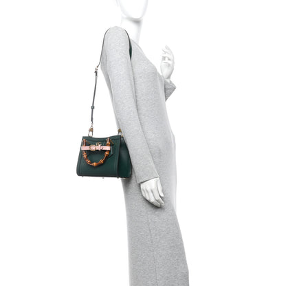 Gucci Textured Dollar Calfskin Web Mini Diana Tote Bag Vintage Green Pink 2 of 11