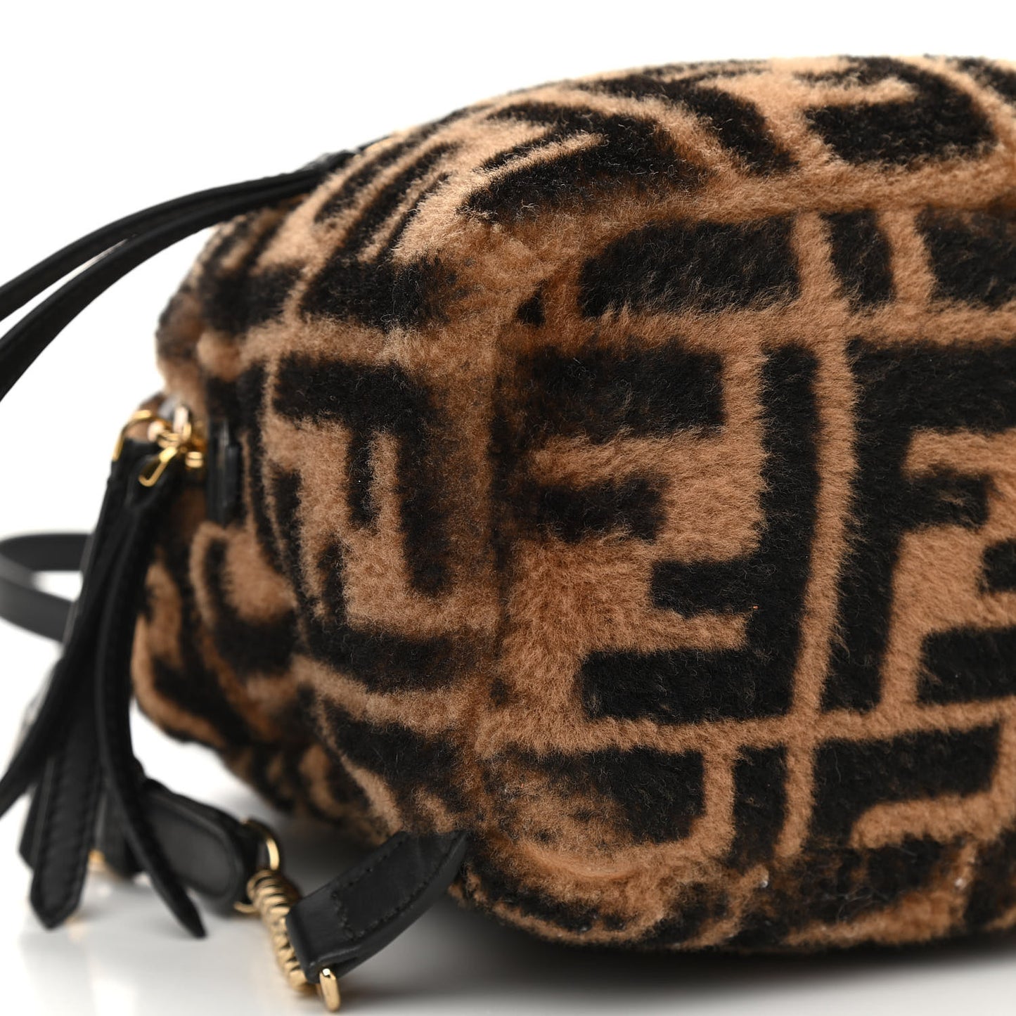 Shearling Macro FF 1974 Mini Backpack Tobacco Black