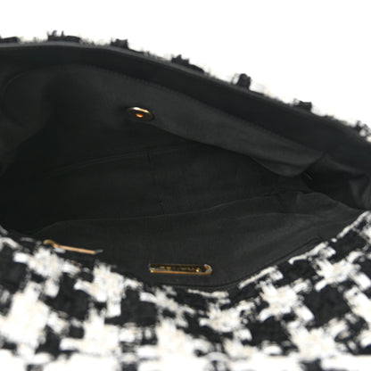 Chanel Tweed Quilted Large Chanel 19 Flap Black Ecru White 5 of 10