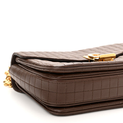 Celine Calfskin Quilted Medium C Bag Dark Brown 8 of 9