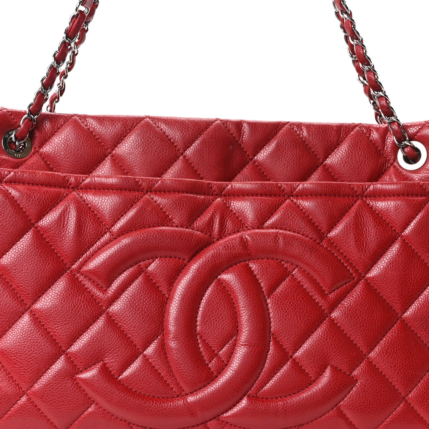 Caviar Quilted Timeless CC Soft Tote Red Red