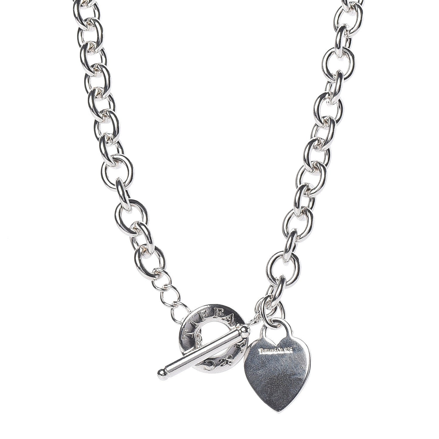 Sterling Silver Heart Tag Toggle Necklace
