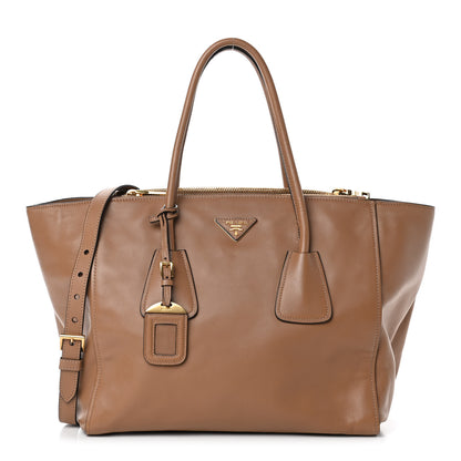 Prada City Calfskin Twin Pocket Tote Caramel 1 of 8