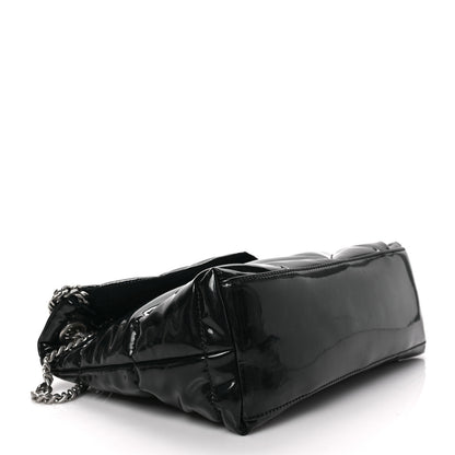 Saint Laurent Patent Quilted Small Loulou Puffer Monogram Chain Satchel Black 4 of 8