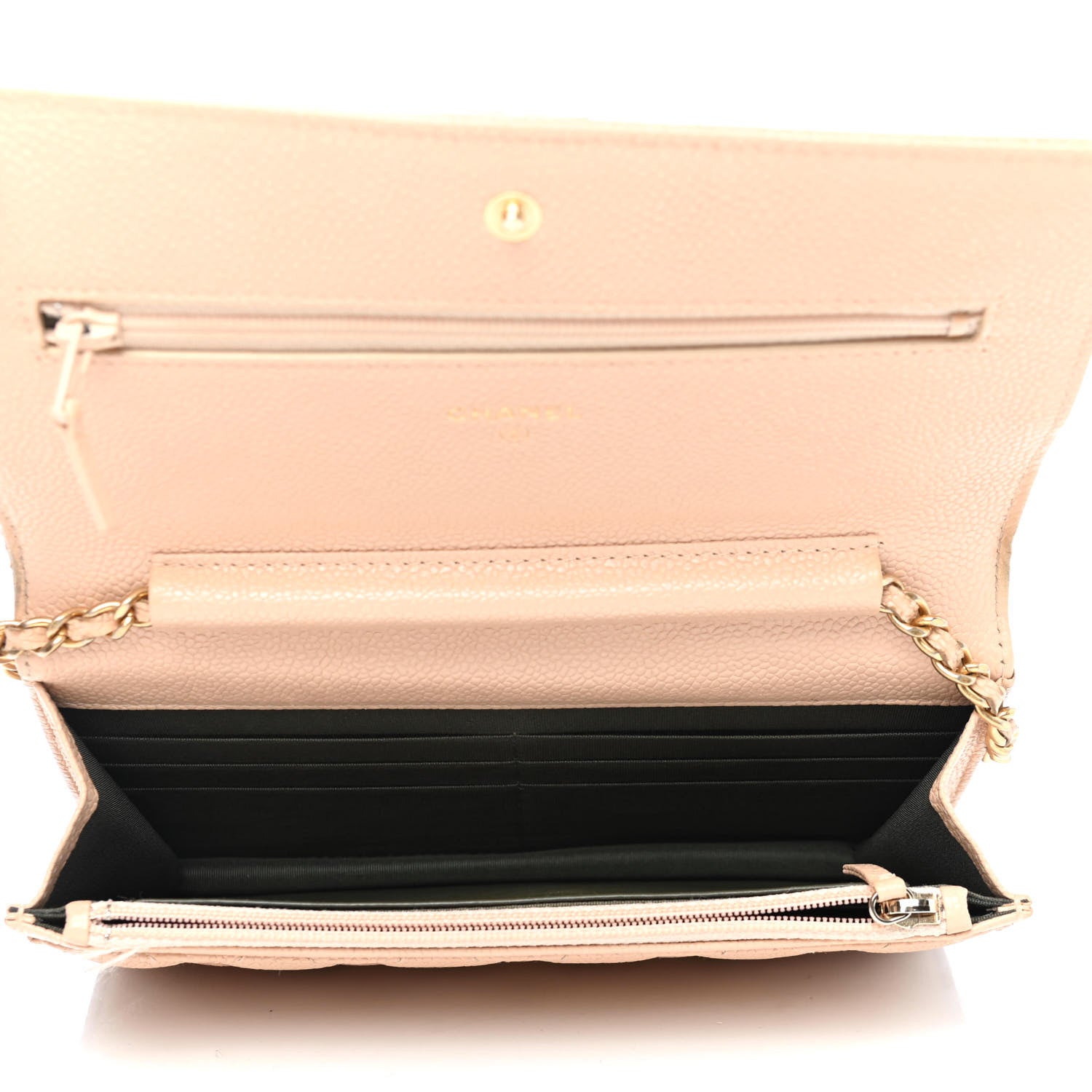 Chanel Caviar Quilted Boy Wallet On Chain WOC Dark Beige 4 of 4