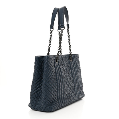 Bottega Veneta Lambskin Intrecciato Boutis Medium Tote Dark Denim 3 of 15