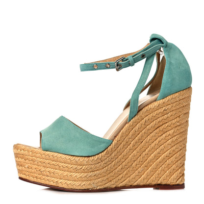 Hermes Suede Espadrille Wedge Sandals 39 1 of 7