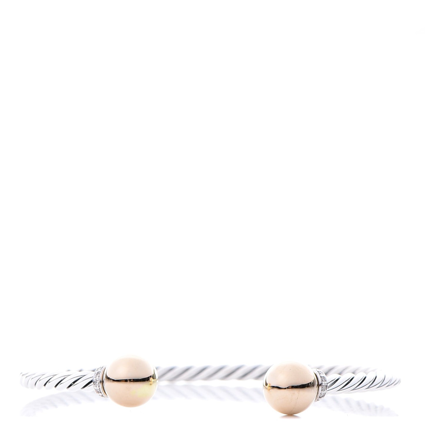 Sterling Silver 18K Yellow Gold Diamond 9mm Solari Bead Bracelet