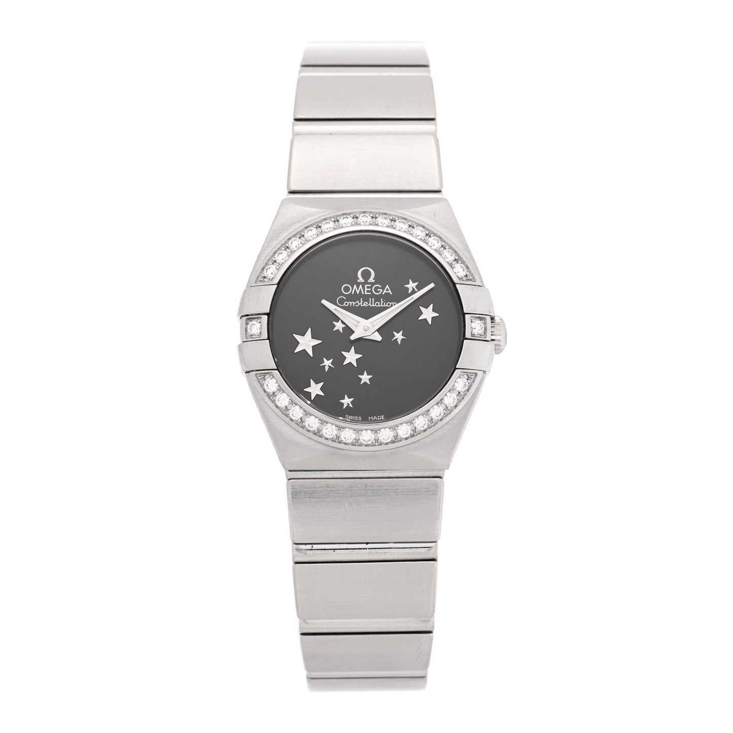 Stainless Steel Diamond Bezel 24mm Constellation Automatic Watch Black 123.15.24.60.01.001