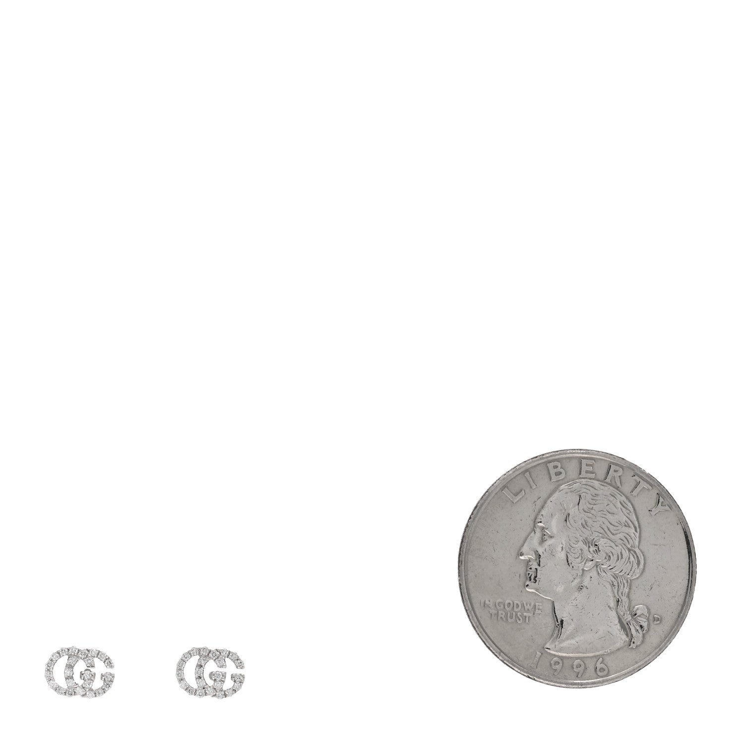 Gucci 18K White Gold Diamond Mini Running G Earrings 2 of 4