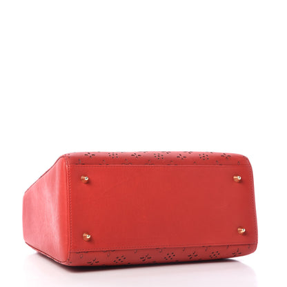 Christian Dior Calfskin Laser Cut Medium Lady Dior Red 4 of 10